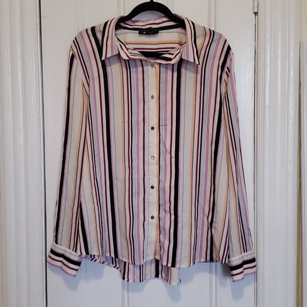 DKNY Striped Button Up Blouse